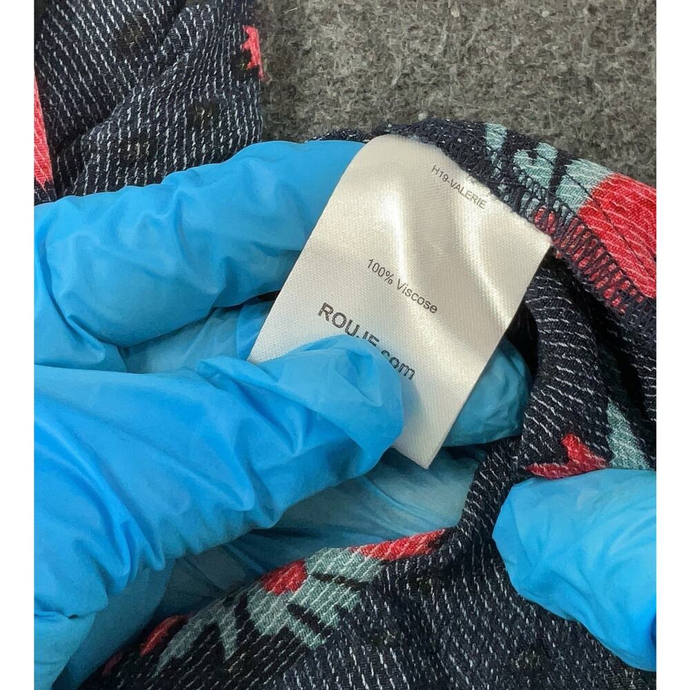 Rouje Navy Mini Dress with Red and White Feather Print - Picture 5 of 5